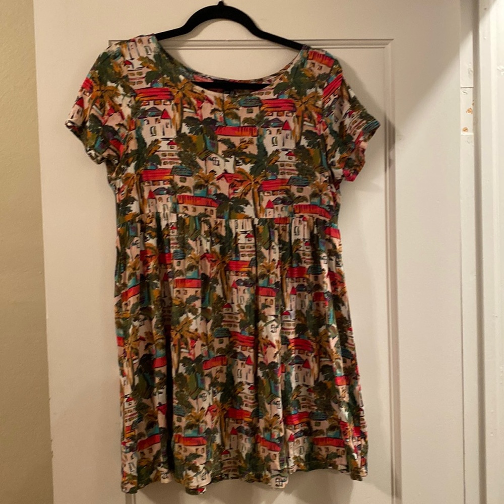 Printed babydoll dress, really cute on, mini, size: m